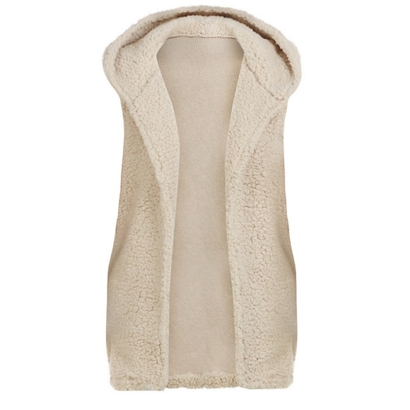 Milan Chic Boutique Jackets & Blazers - Cozy Sherpa Beige Hooded Vest